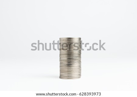 Coin stacks on a white background