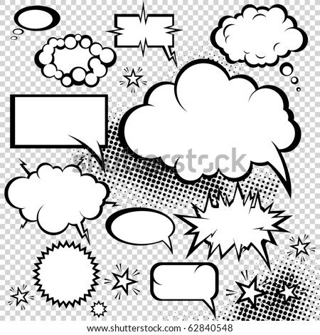 Comic style speech bubbles collection. Funny design vector items illustration.