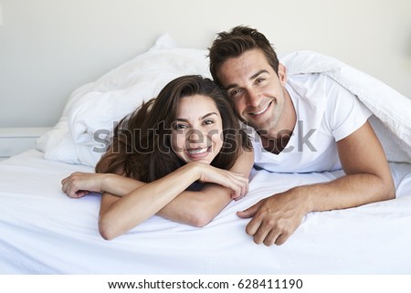 Good looking couple relaxing in morning, portrait