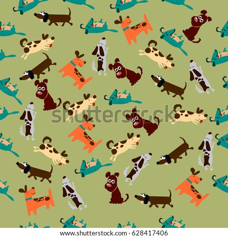 High quality original trendy  seamless pattern with cute dog or puppy. Dog best friend