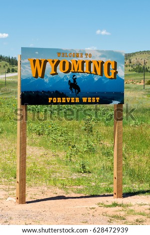 Wyoming Welcome sign (upright)