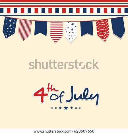 Creative colorful buntings decorated greeting card design for 4th of July, American Independence Day.