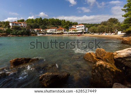 Bay with village in mediterranean sea