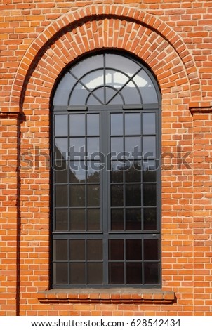 Old  factory in Lodz - brick wall - window