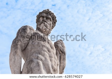 Statue of the 16 century. Statue of Hercules. Medieval art. Royalty-Free Stock Photo #628574027