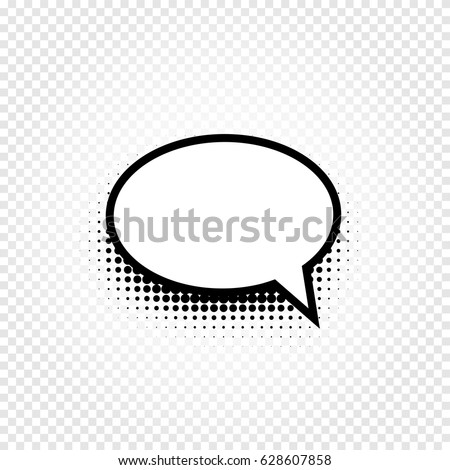 Isolated abstract black and white color comic speech balloon icon on checkered background, dialogue box sign, dialog frame vector illustration.