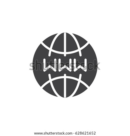 Www, internet globe icon vector, filled flat sign, solid pictogram isolated on white. Symbol, logo illustration. Pixel perfect