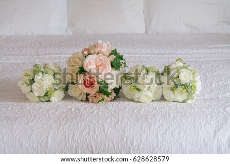 Bride's Wedding Bouquet with Bridesmaid's Flowers