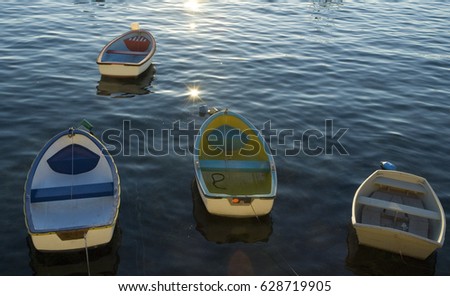 Little boats in the Bugibba harbour,Malta.