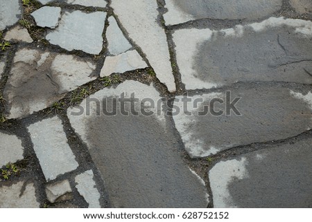 Stone track, background, texture after rain