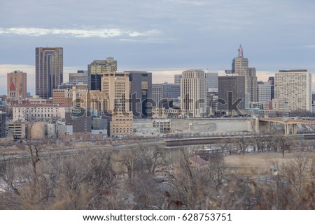 A Tight Shot of Downtown St Paul's Skyline in Soft Afternoon Spring Light
