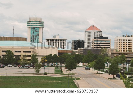 Wichita Kansas Skyline with Many Buildings