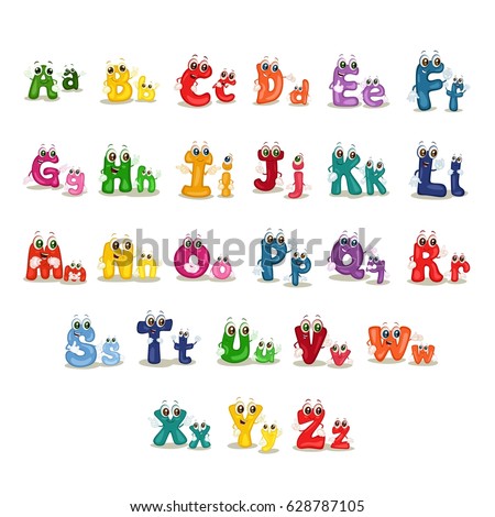 Cartoon Alphabet Characters. Illustrated Uppercase and Lowercase Letters from A to Z
 Royalty-Free Stock Photo #628787105