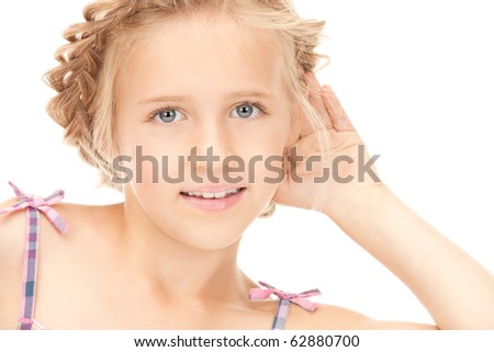 bright picture of lovely girl listening gossip