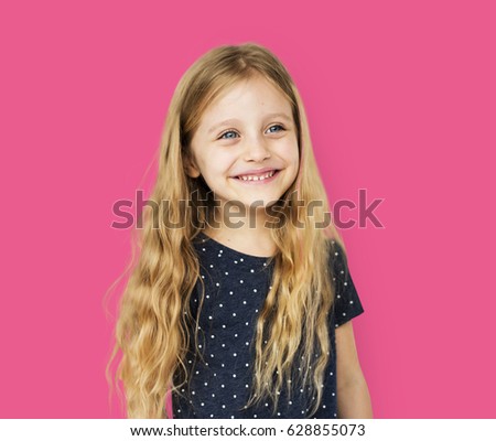 Little Girl Smile Face Expression Studio Portrait