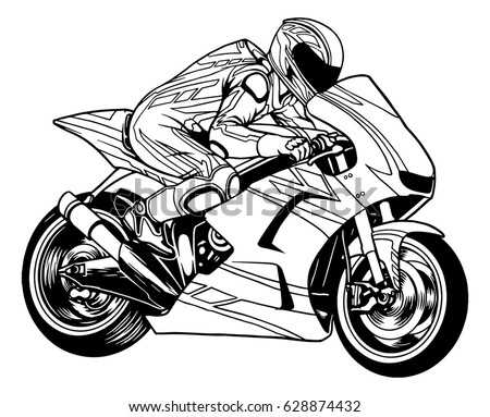 Racing motorcycle black and white