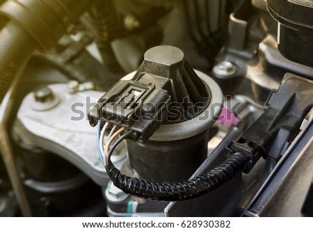 Close up of Car/Automobiles electronic EGR valves Royalty-Free Stock Photo #628930382