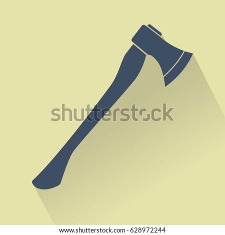 Silhouette of Silhouette of Axe. Flat design vector illustration