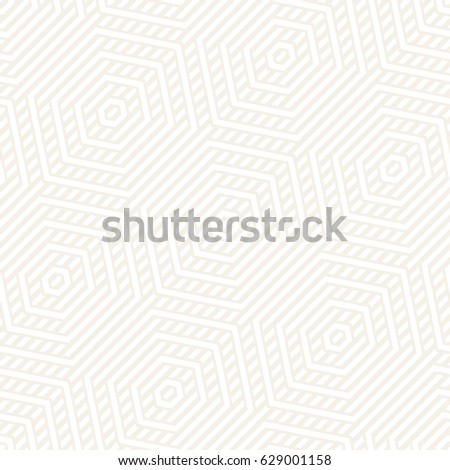 Vector Seamless Pattern. Modern Subtle Geometric Texture. Repeating Lattice Abstract Background. Linear Grid From Striped Hexagonal Elements.