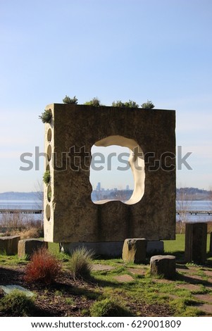 Juanita Park Lake Washington. View of the Seattle skyline