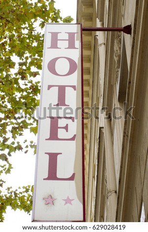 signboard in the street for hotel