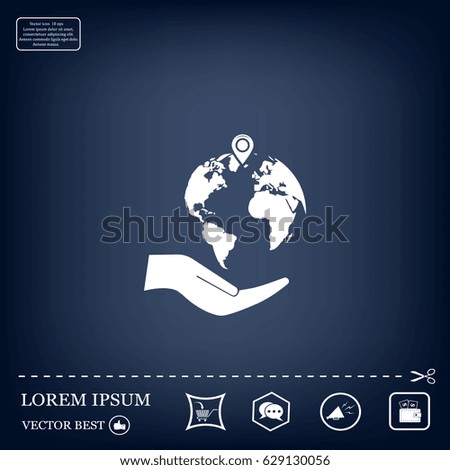Earth insurance web icon. vector design