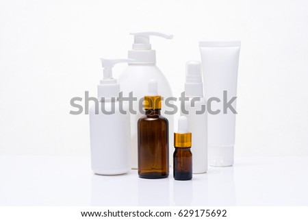 Cosmetic packaging spa and beauty set isolated on white background
