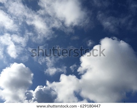 Background texture of Clear blue sky with white Clouds