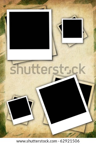 Blank photo frame on watercolor paper