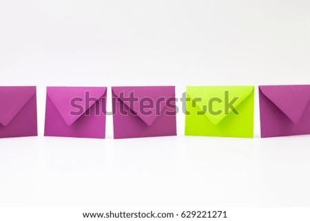 Different colored envelopes on the table