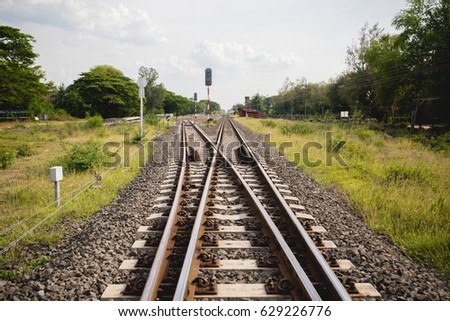 Railroad road with concrete and rail
