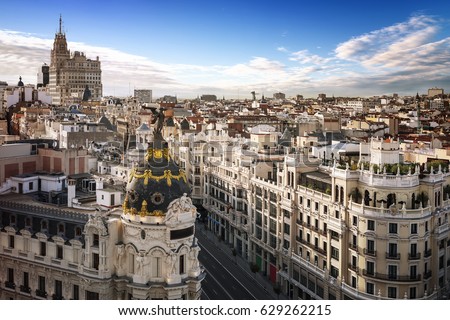 Madrid city center, Gran Vis Spain Royalty-Free Stock Photo #629262215