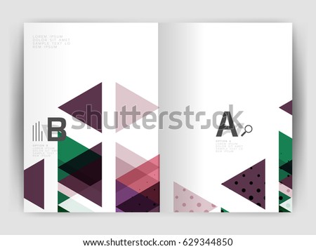Vector triangle business annual report cover print template. Brochure template layout, abstract cover design annual report, magazine, flyer or booklet. Geometric background