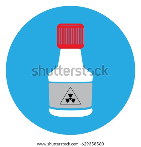 Isolated chemical bottle on a blue button, Vector illustration
