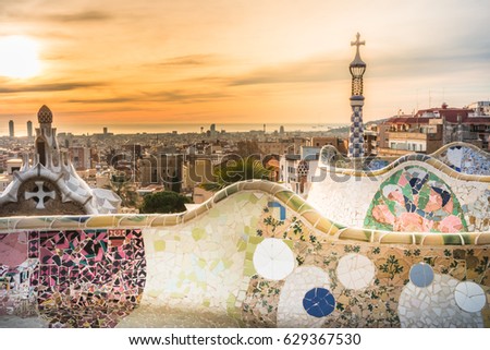 View of the city from Park Guell in Barcelona.