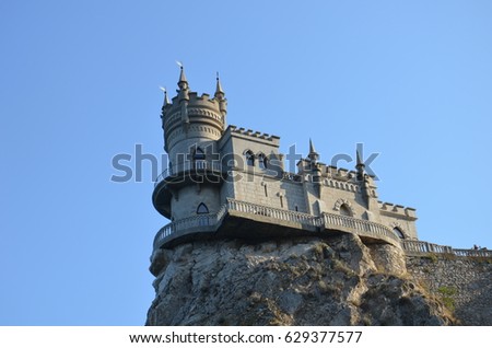 Castle Swallow's Nest in Crimea in Russia against the background of the cloudy sky