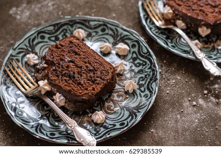 Chocolate cake with avocado banana and chocolate ganache  