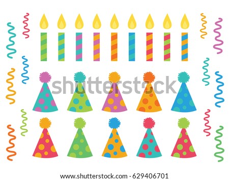 Happy Birthday Polka Dot Pom Hats and Striped Candles