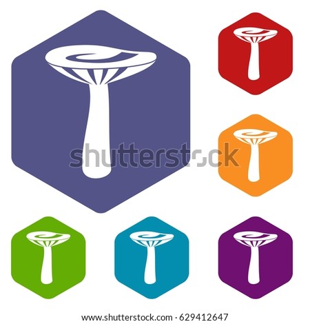 Mushroom icons set hexagon isolated vector illustration