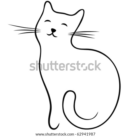 Illustration of black line cat