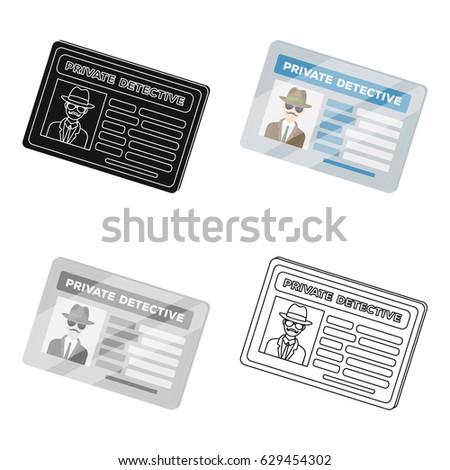 Documents of a private detective. Card that shows the personality of the detective.Detective single icon in cartoon style vector symbol stock illustration.