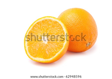 Juicy and fresh orange on white isolated background / Orange