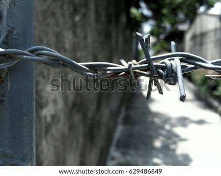 close up barbed wire and walk way background