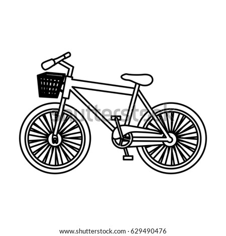 monochrome silhouette with sport bike with basket vector illustration