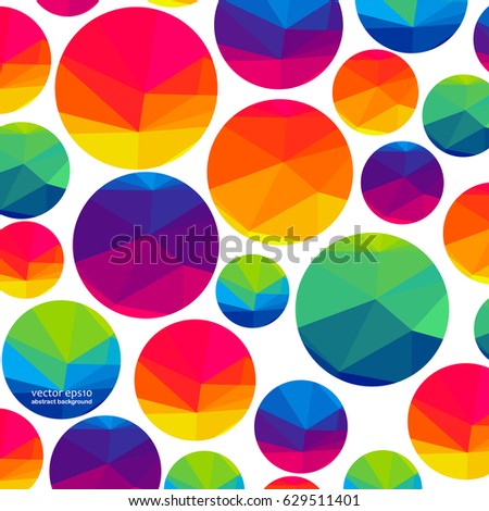 Abstract colorful triangle circles on a light background.