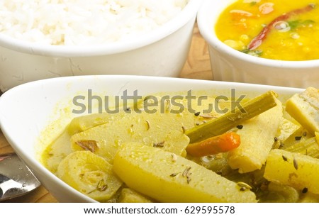 Rice with curry and dal
