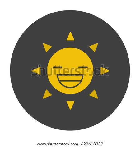Smiling sun glyph color icon. Summer season. Silhouette symbol on black background. Negative space. Vector illustration