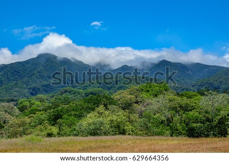 Panoramic view of rincon de la vieja vulcano and clouds