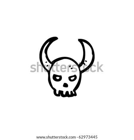 horned skull cartoon