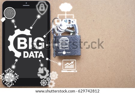 Big Data Business Internet Computer File Document Storage Insurance Template For Text Concept. Information server security safety protection web technology. 
